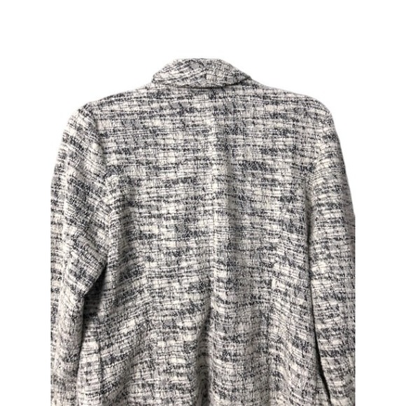Chico's Size M Heathered Black and White Waterfall Jacket Textured Knit Academia - Picture 13 of 13